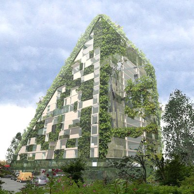 Impressie voor natuurinclusief architectuur, duurzaam gebouwd an ontworpen voor de World Architecture News Event in 2017 in London